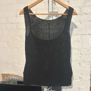 Beautiful Vintage Jenne Maac Open Knit Tank Top Black Size Medium